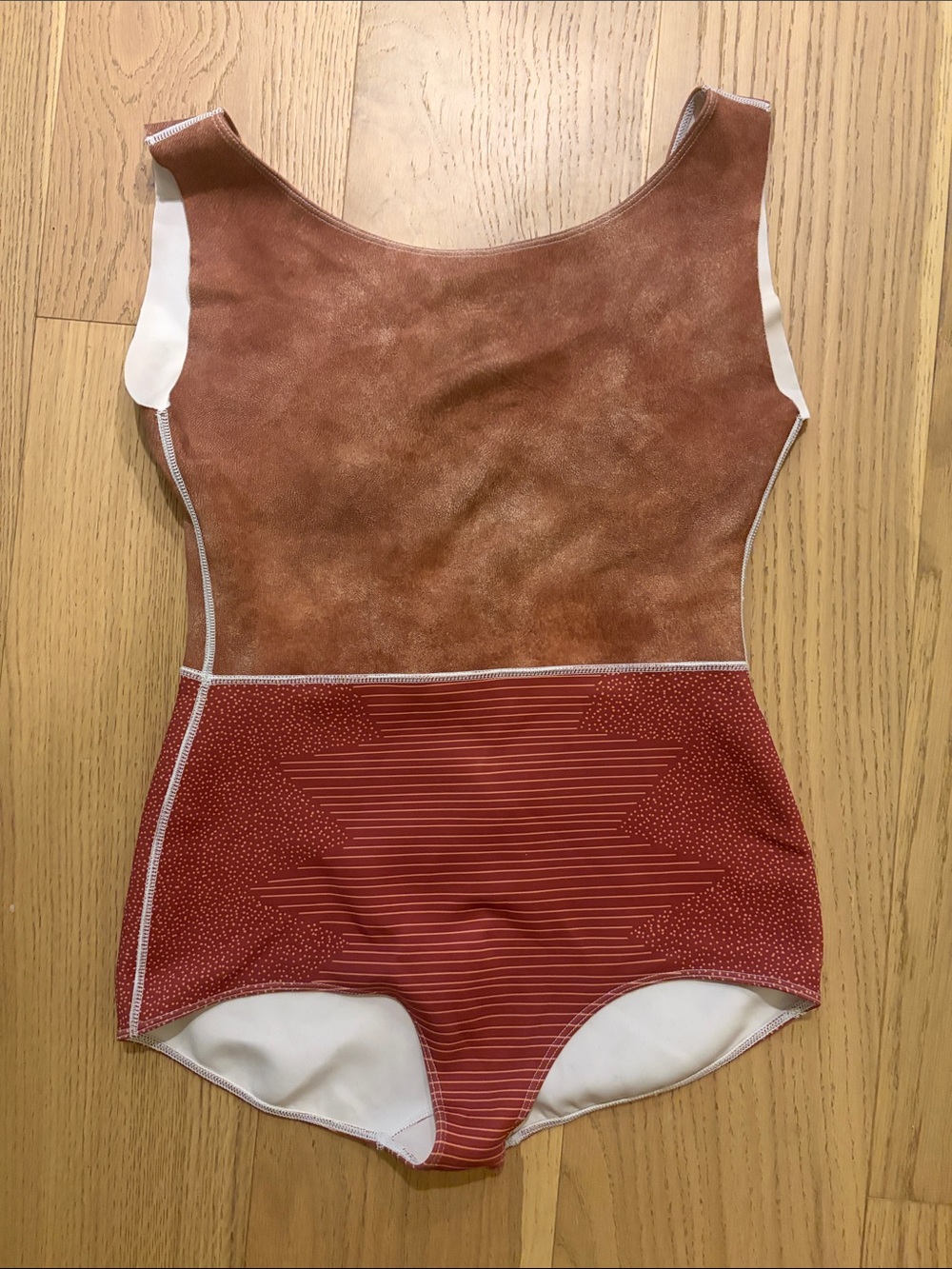 Seea One Piece Swimsuit in Rust and White- Neoprene